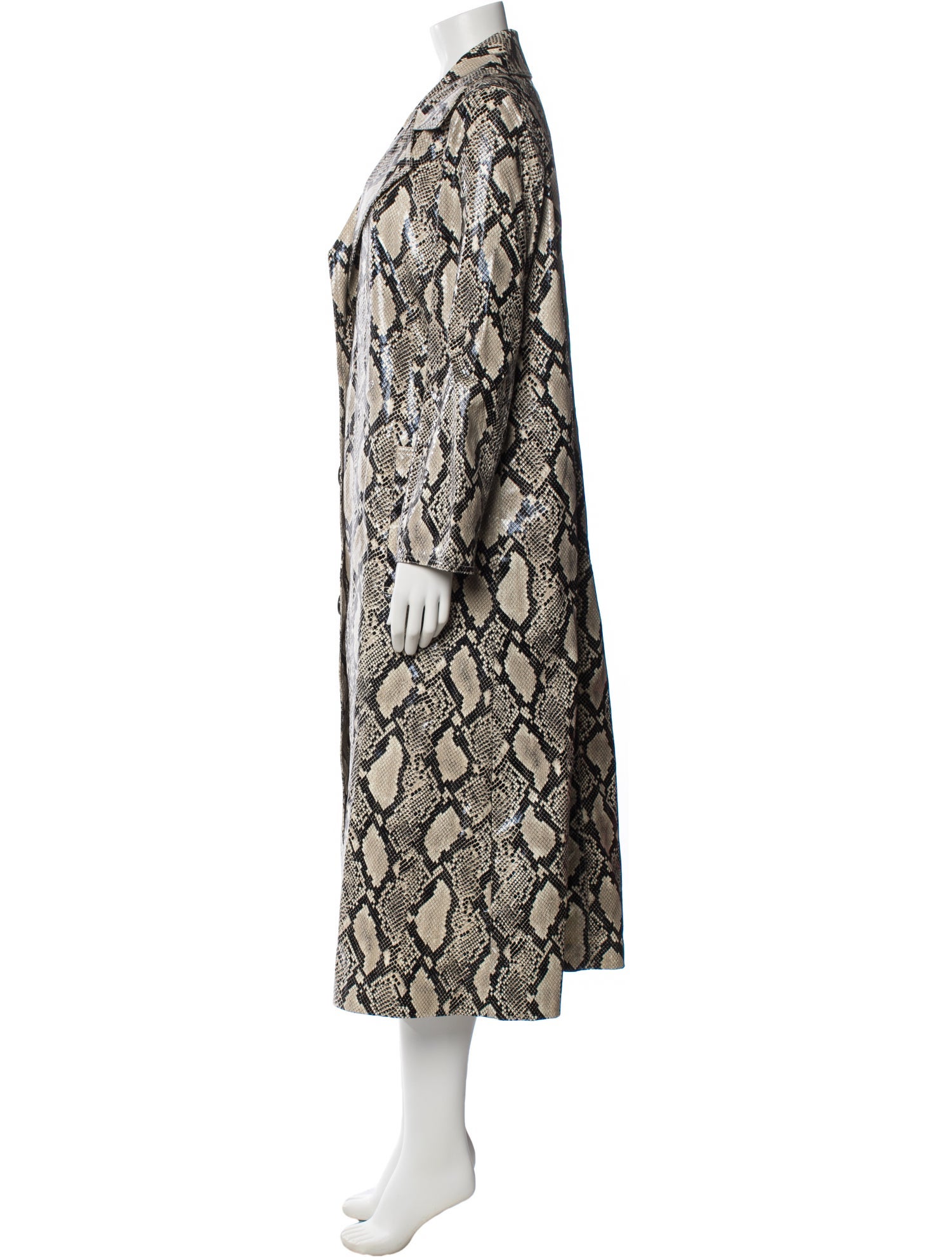 STAND STUDIO Faux Leather Animal Print Trench Coat