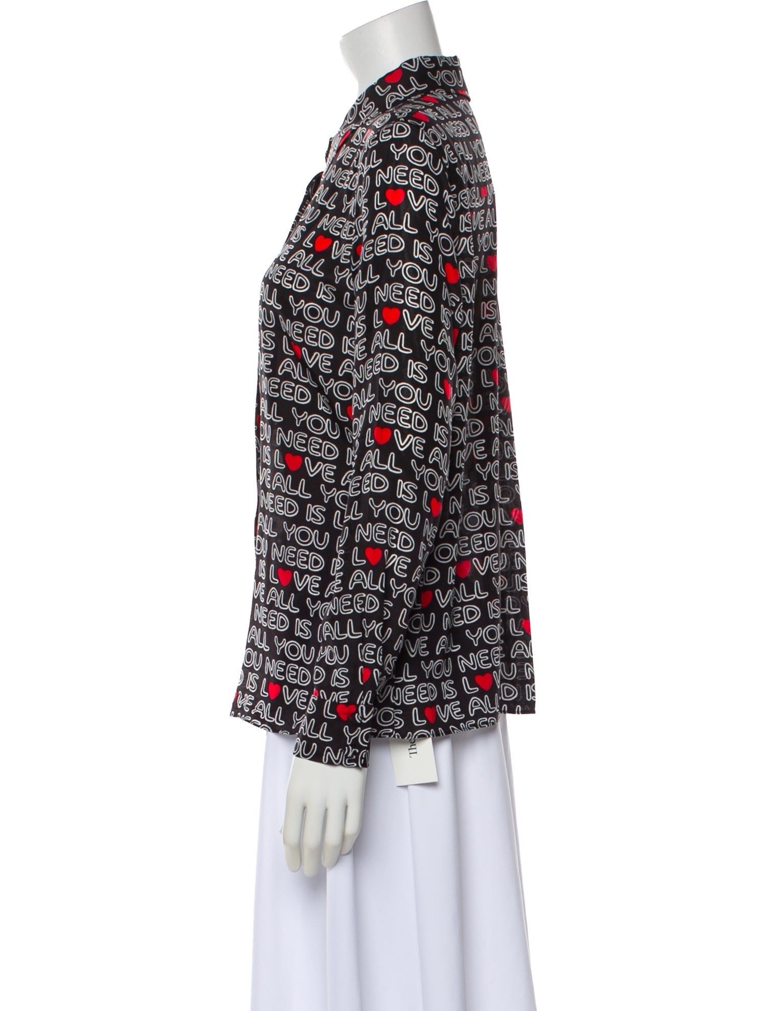 STAND STUDIO Silk Graphic Print Button-Up Top
