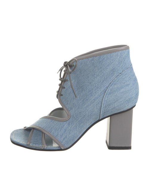 Stephen Venezia Denim Animal Print Slingback Sandals