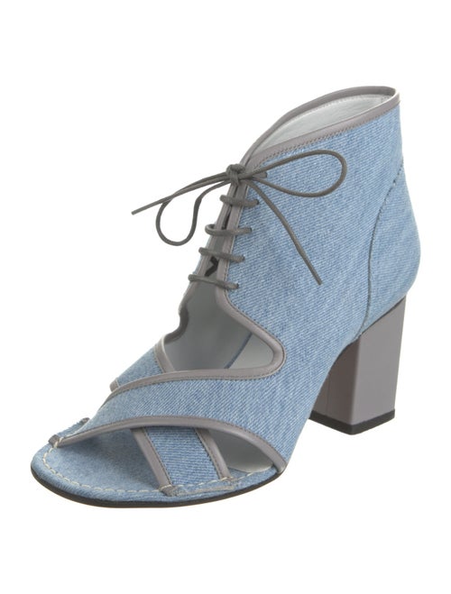 Stephen Venezia Denim Animal Print Slingback Sandals