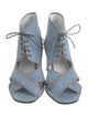 Stephen Venezia Denim Animal Print Slingback Sandals