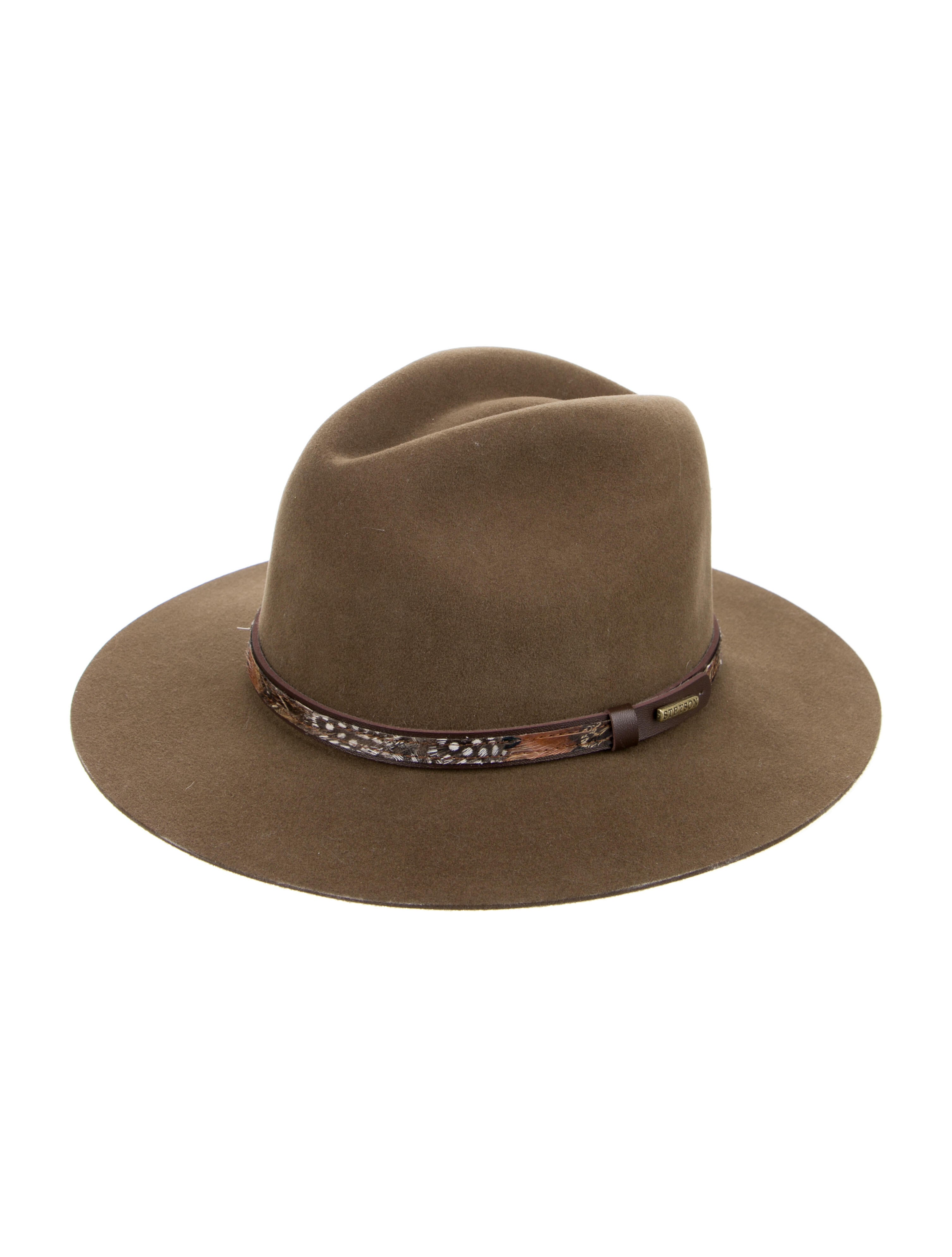 Stetson Leather Strap Fedora Green Hats, Accessories WSTSN21269