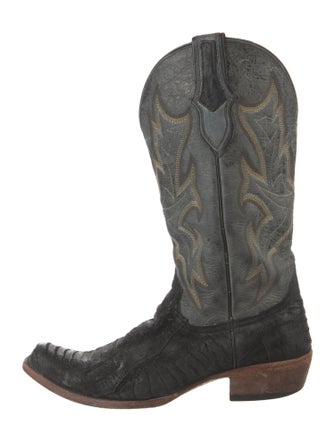 Stetson Ostrich Leg Colorblock Pattern Western Boots