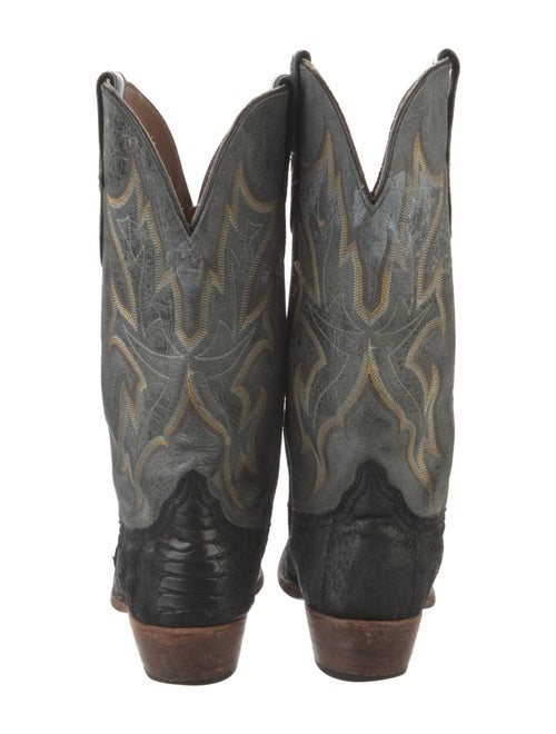 Stetson Ostrich Leg Colorblock Pattern Western Boots