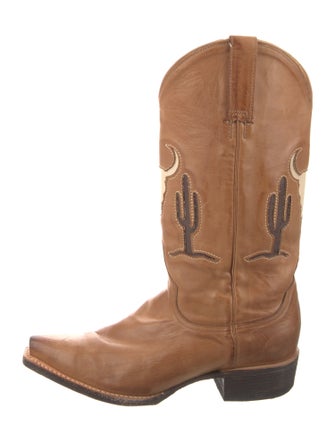 Stetson Suede Colorblock Pattern Western Boots