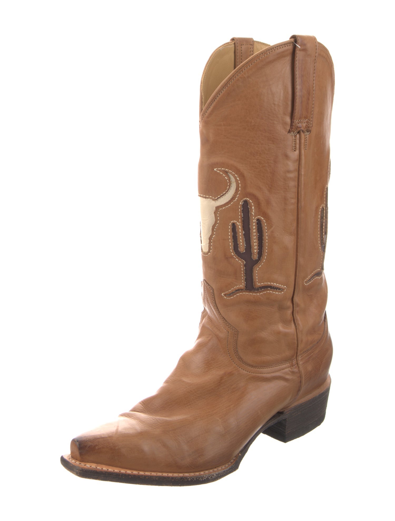 Stetson Suede Colorblock Pattern Western Boots