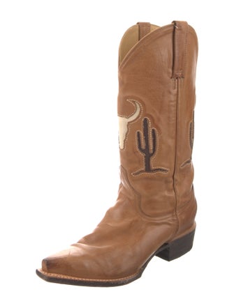 Stetson Suede Colorblock Pattern Western Boots