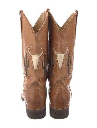 Stetson Suede Colorblock Pattern Western Boots