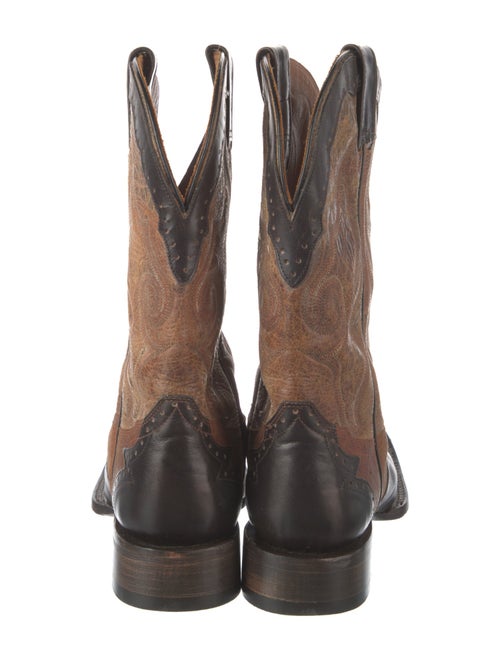 Stetson Leather Colorblock Pattern Western Boots