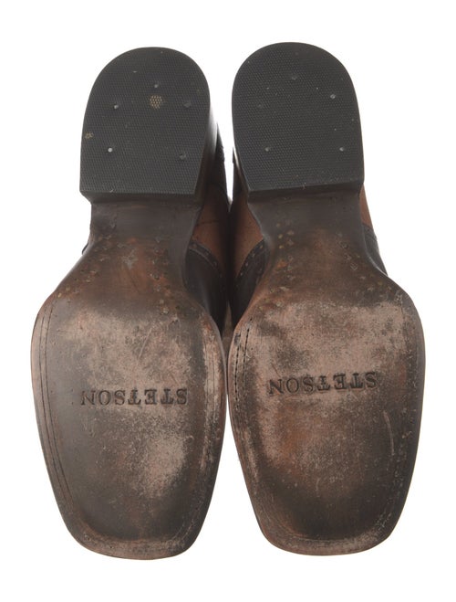 Stetson Leather Colorblock Pattern Western Boots