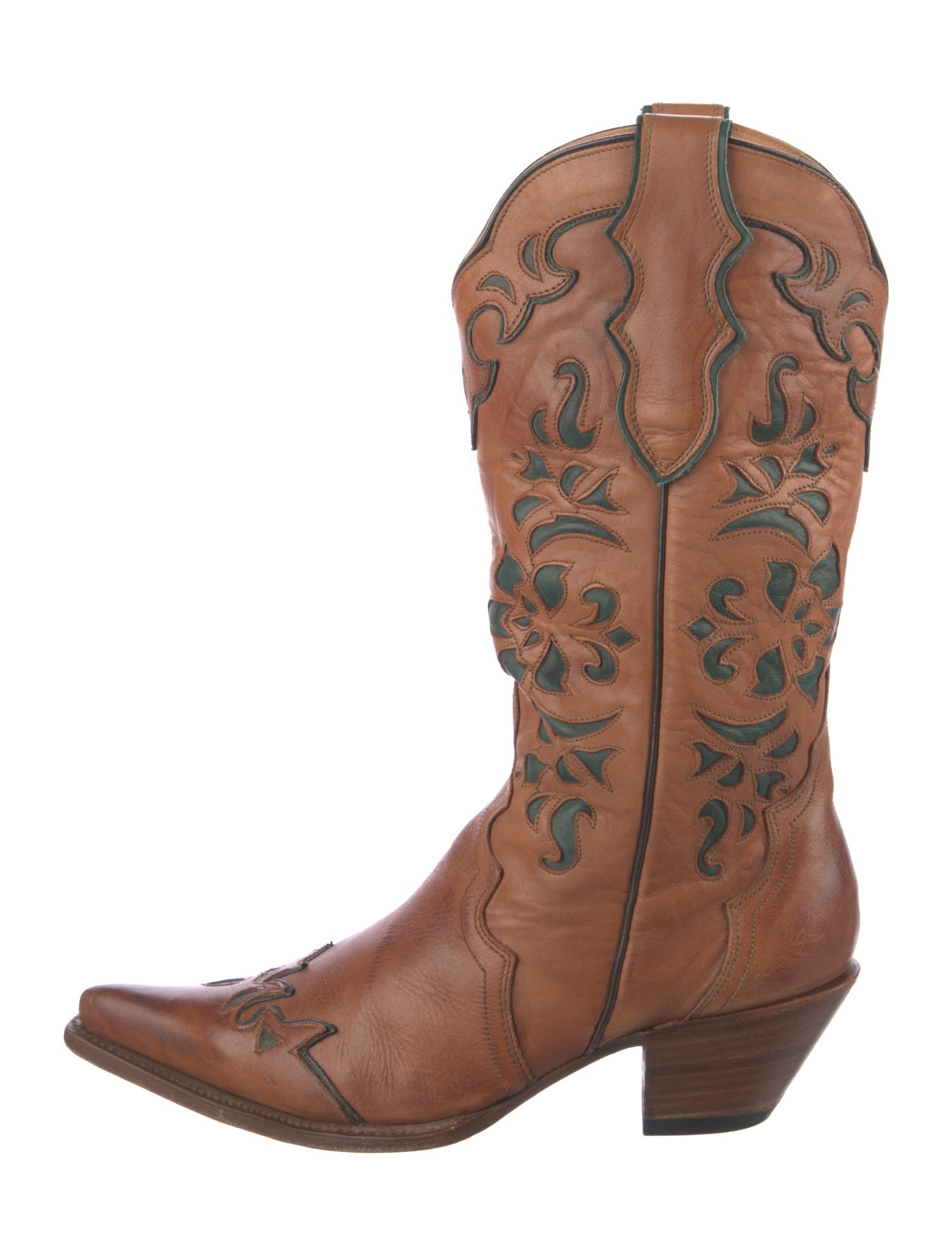 Stetson Leather Patterned Western Boots
