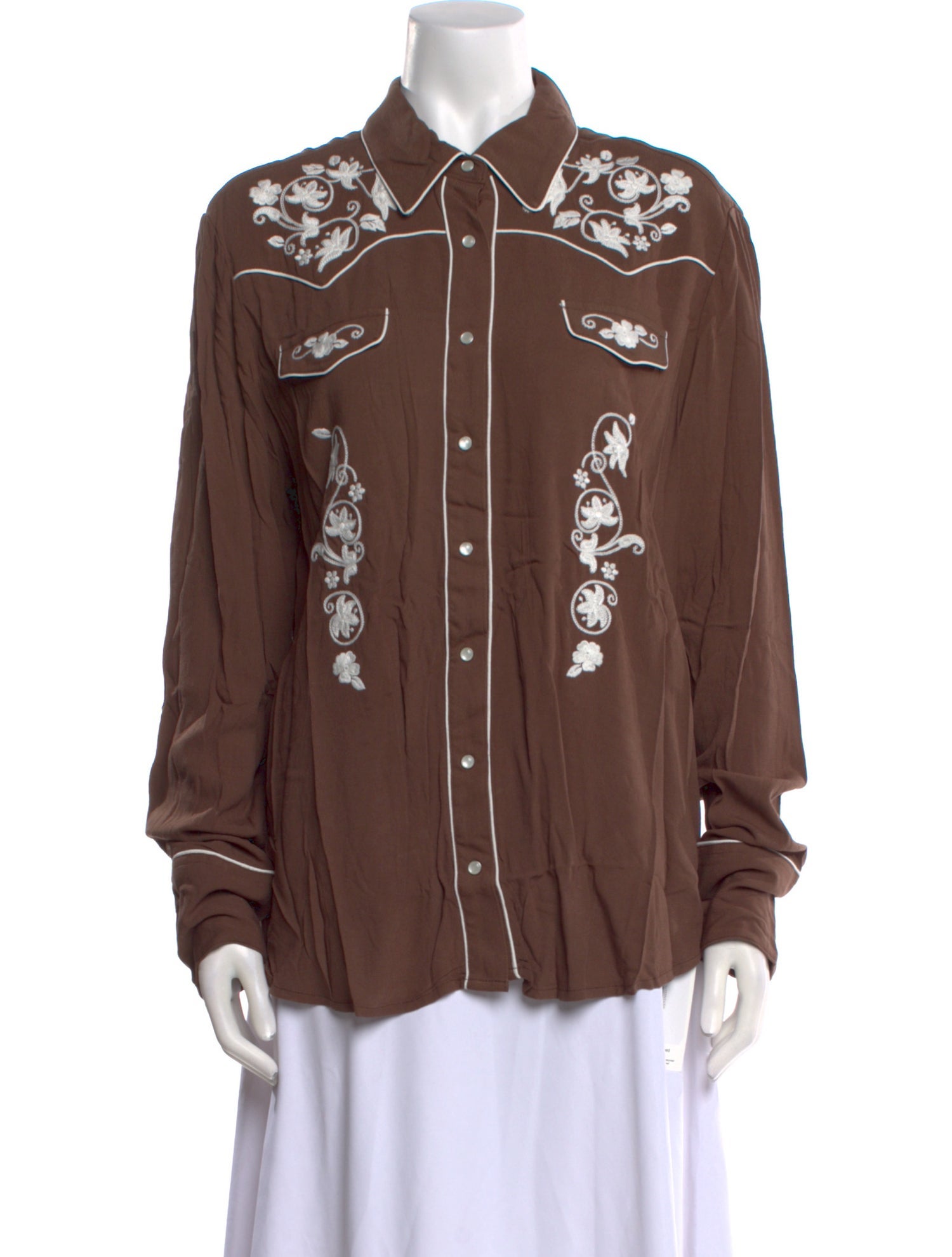 Stetson Printed Long Sleeve Button-Up Top w/ Tags