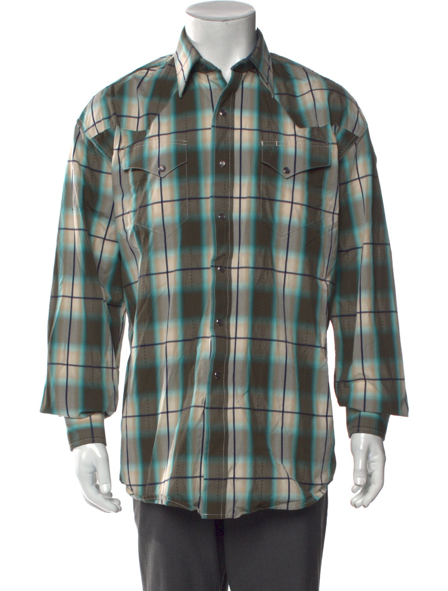 Stetson Plaid Print Long Sleeve Western Shirt
