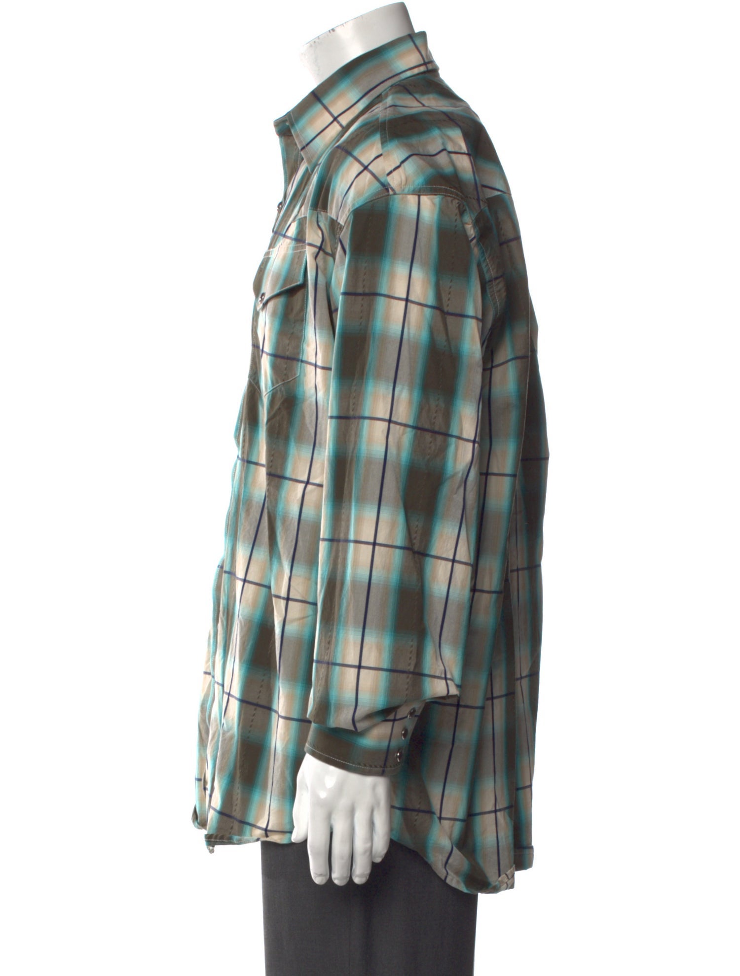 Stetson Plaid Print Long Sleeve Western Shirt