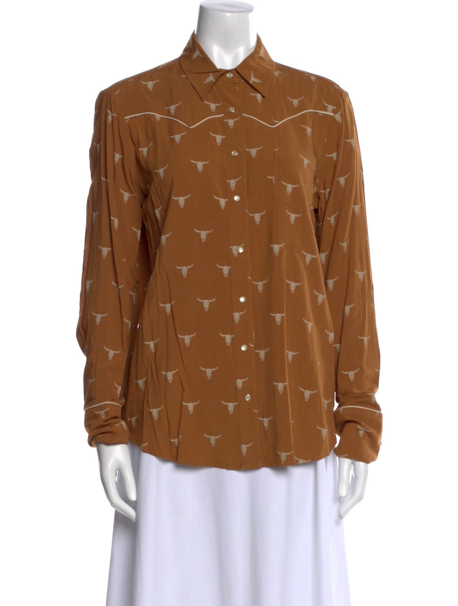 Stetson Printed Long Sleeve Button-Up Top