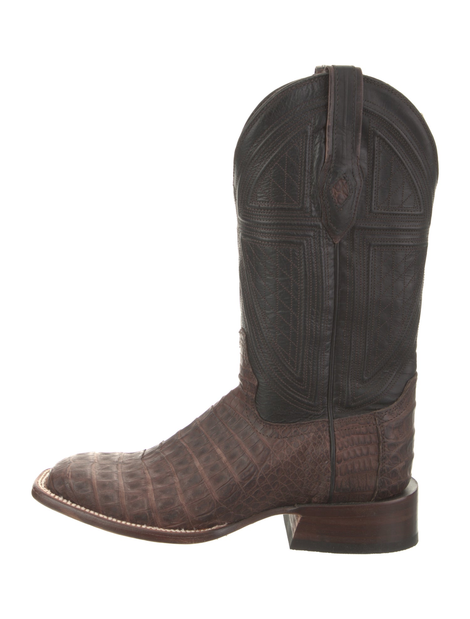 Stetson Alligator Embroidered Accent Western Boots
