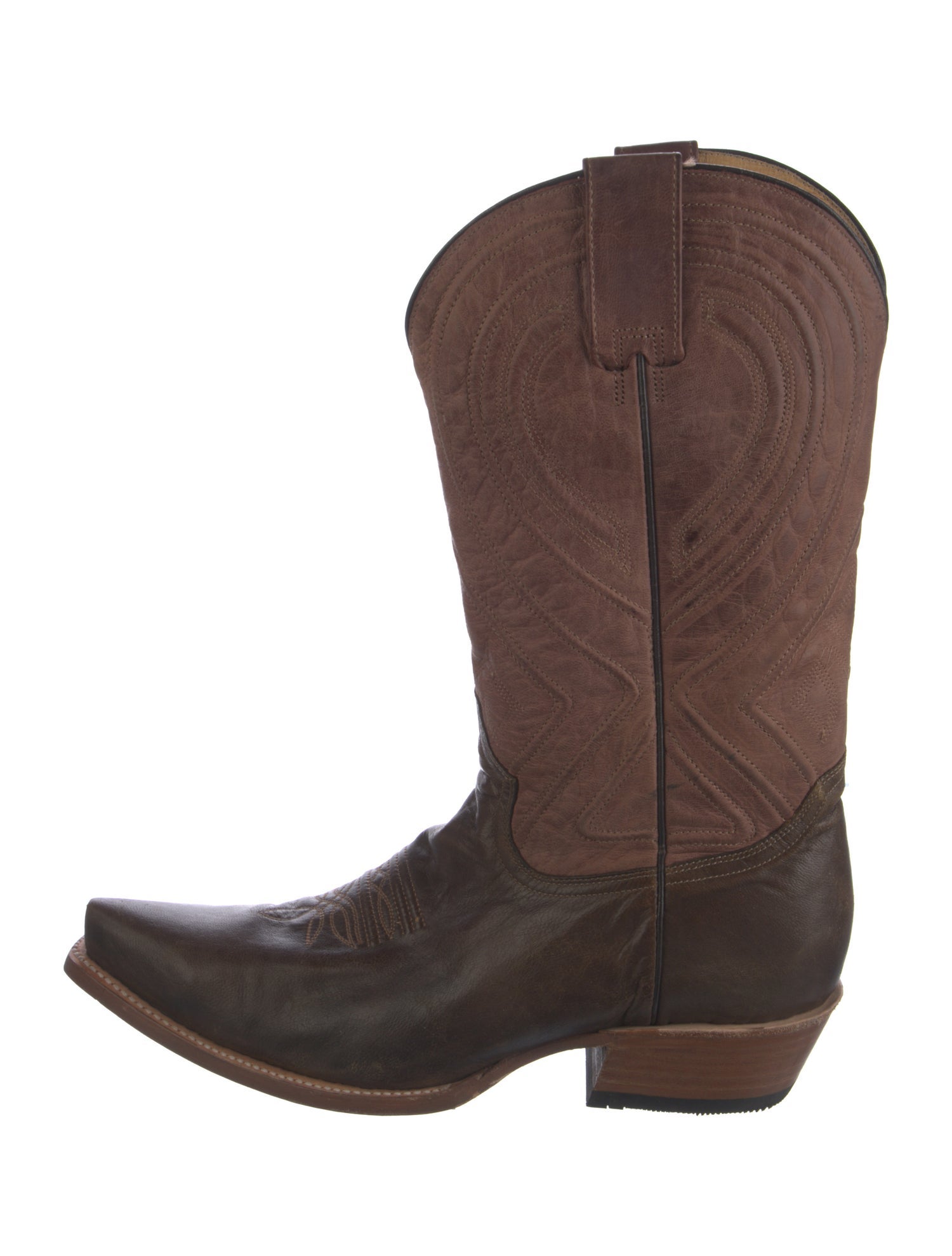Stetson Suede Colorblock Pattern Western Boots