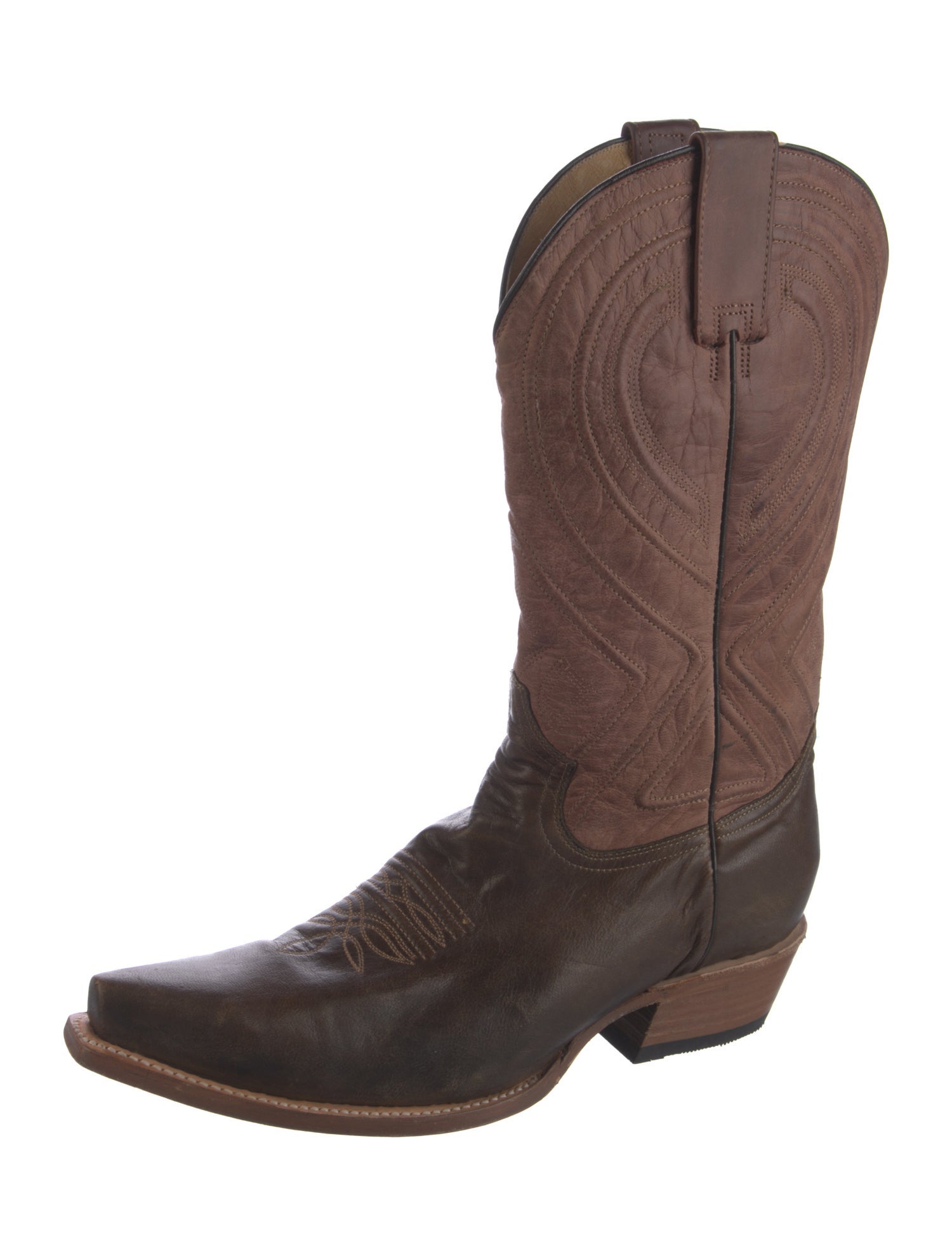 Stetson Suede Colorblock Pattern Western Boots