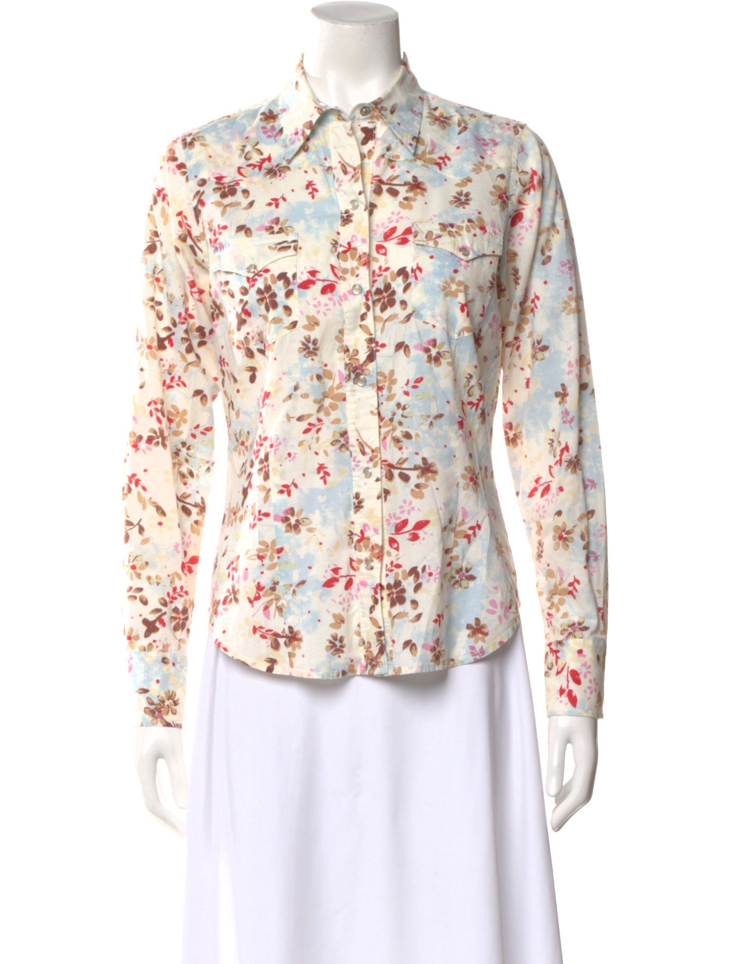 Stetson Floral Print Long Sleeve Button-Up Top