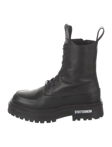 Pre-owned Stutterheim Leather Combat Boots In Black
