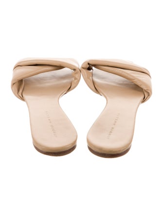 Studio Amelia Leather Pleated Accents Slides