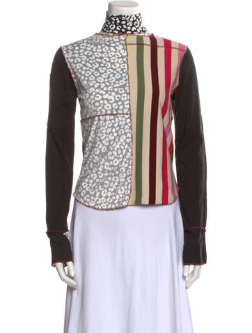 Studio Myke Knitwear Printed Mock Neck Sweater L