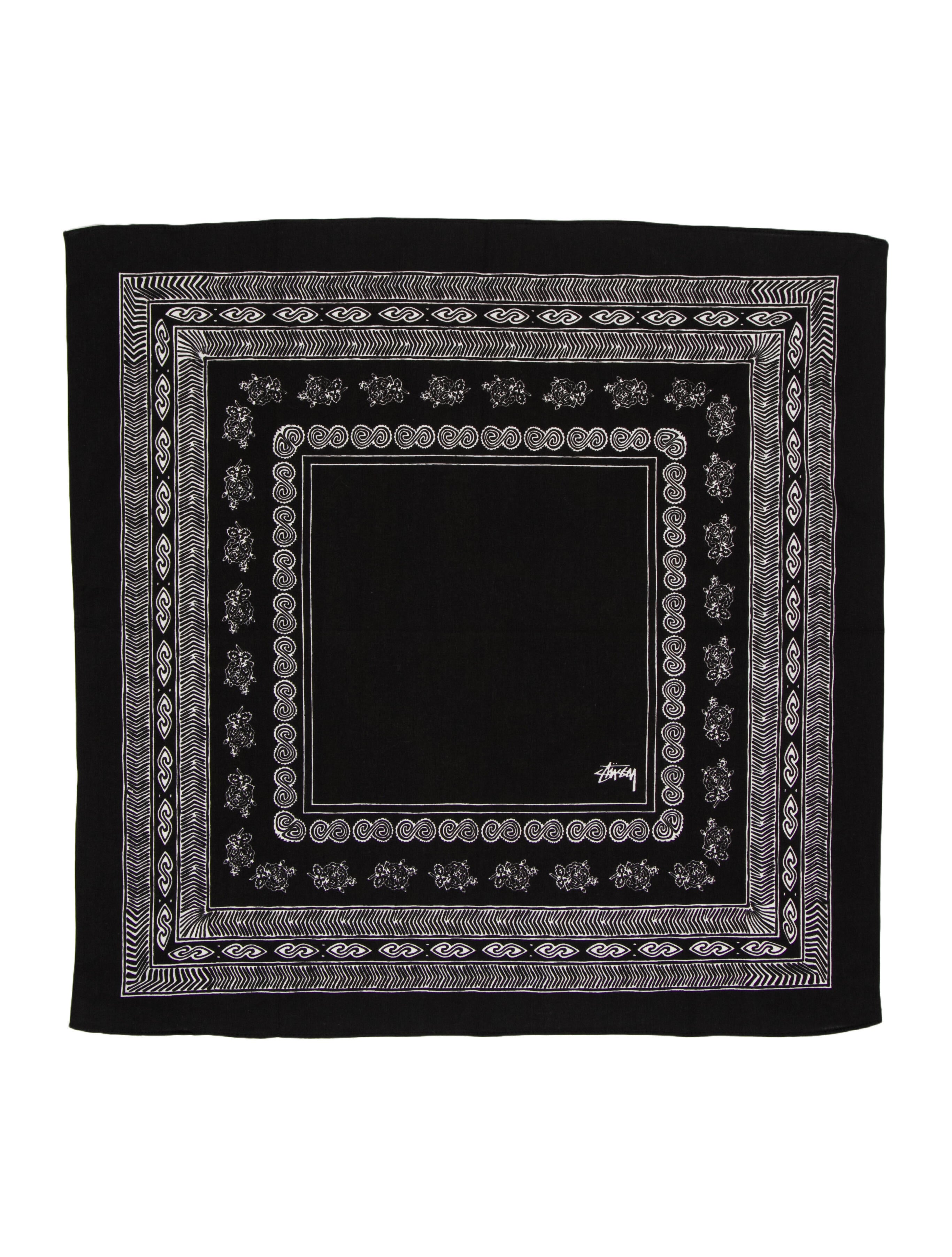 [STUSSY]★25SS★韓国人気★SILK BANDANA Stüssy Printed Bandana - Black Scarves and Shawls
