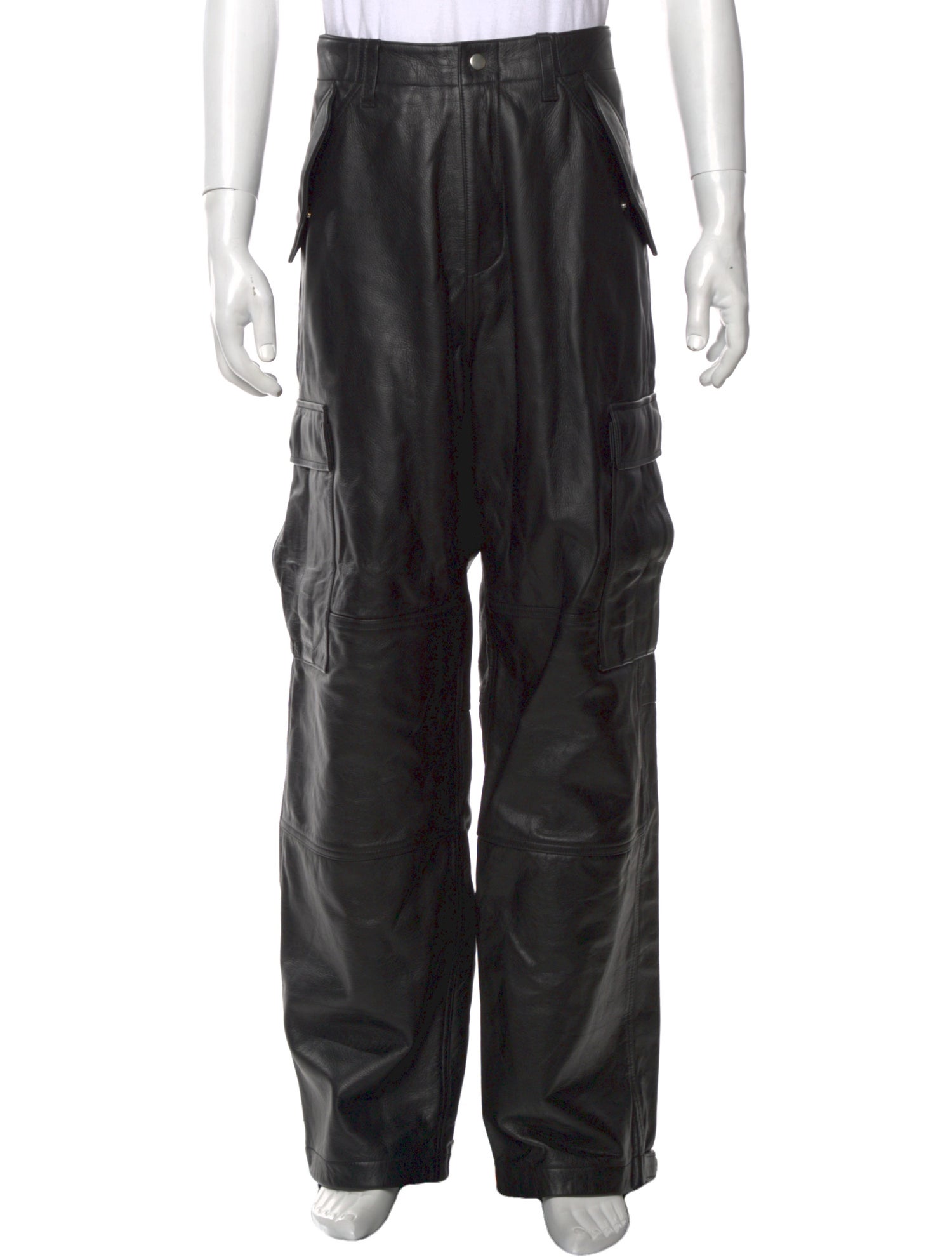 Stüssy Leather Cargo Pants - Grey, 13.5