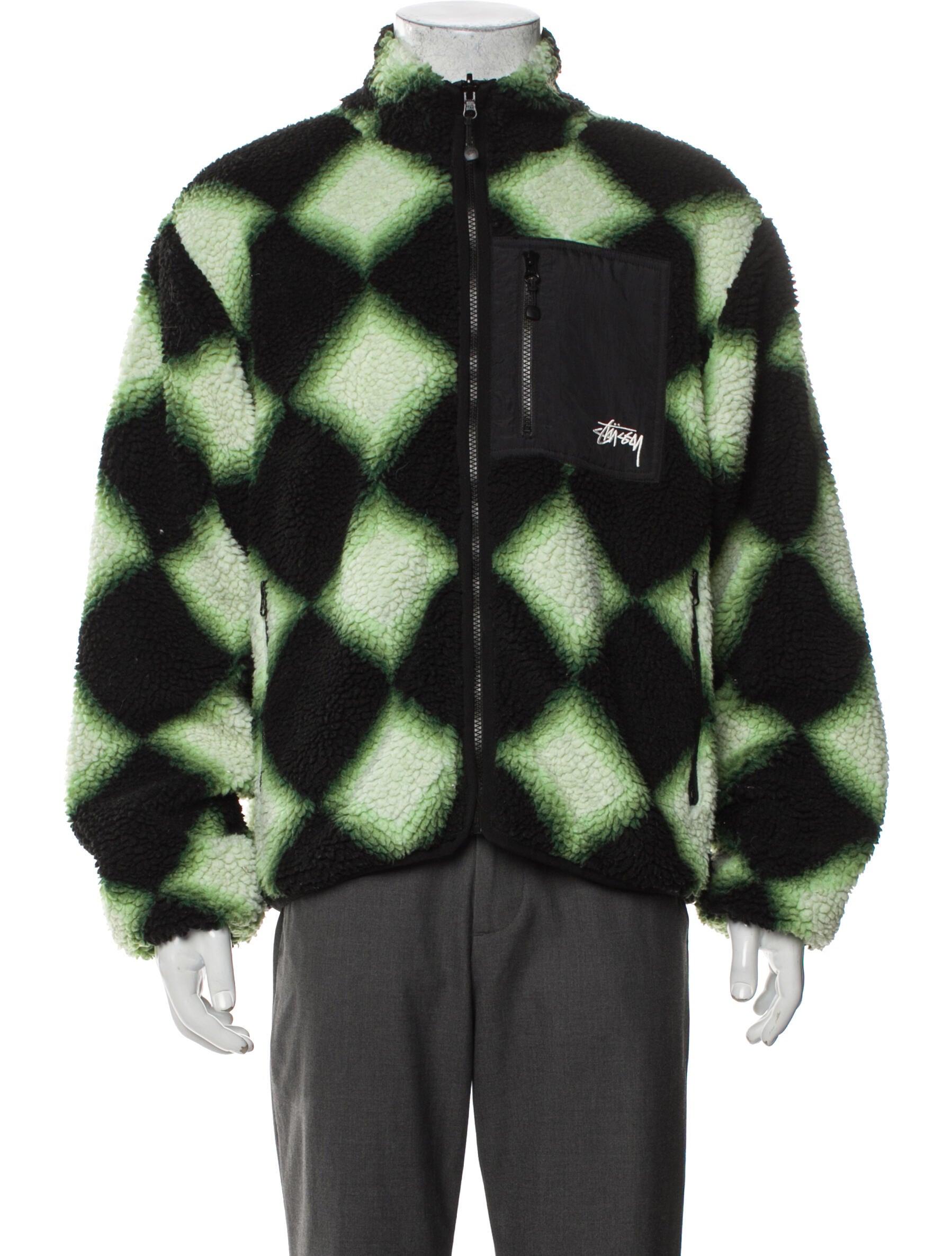 Stüssy Plaid Print Puffer Coat