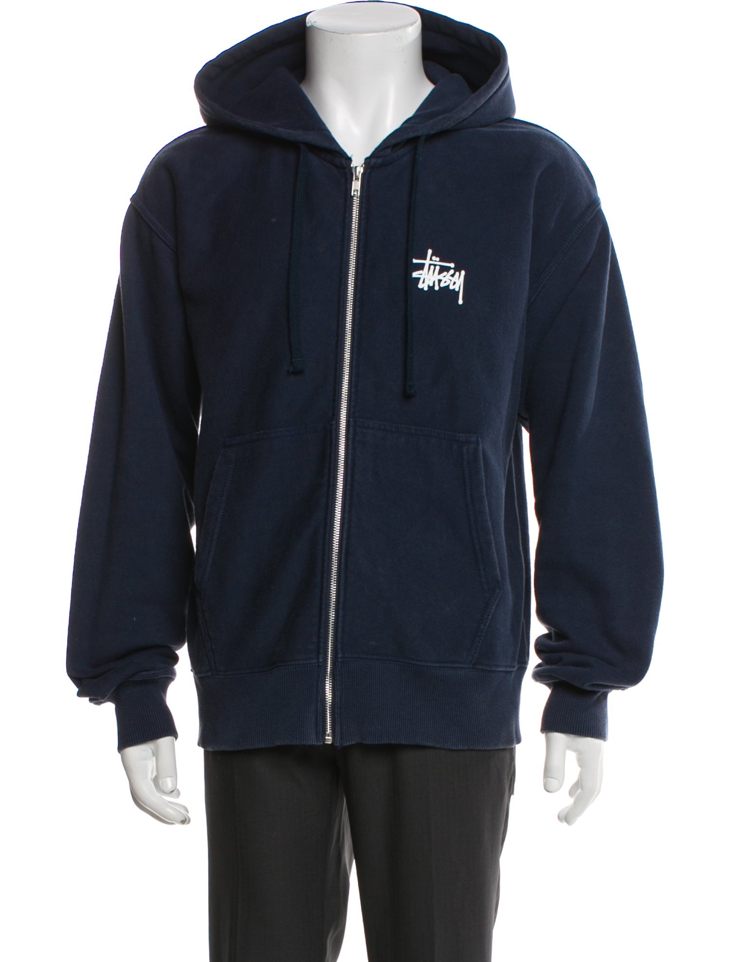 Stüssy Graphic Print V-Neck Hoodie