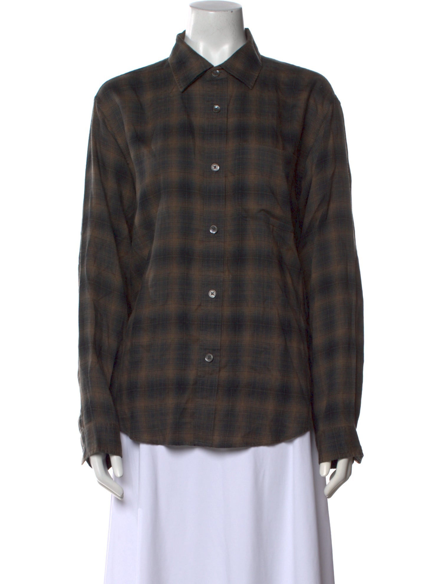 Stüssy Plaid Print Long Sleeve Button-Up Top