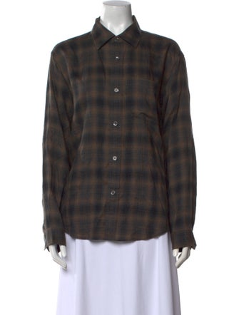Stüssy Plaid Print Long Sleeve Button-Up Top