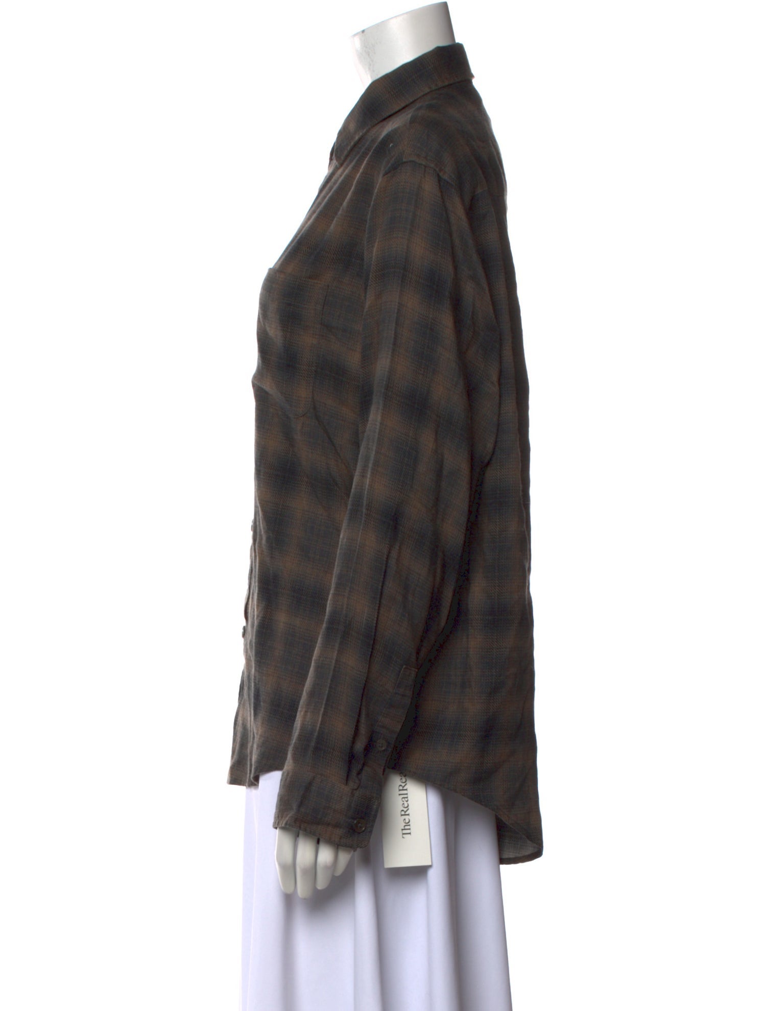 Stüssy Plaid Print Long Sleeve Button-Up Top