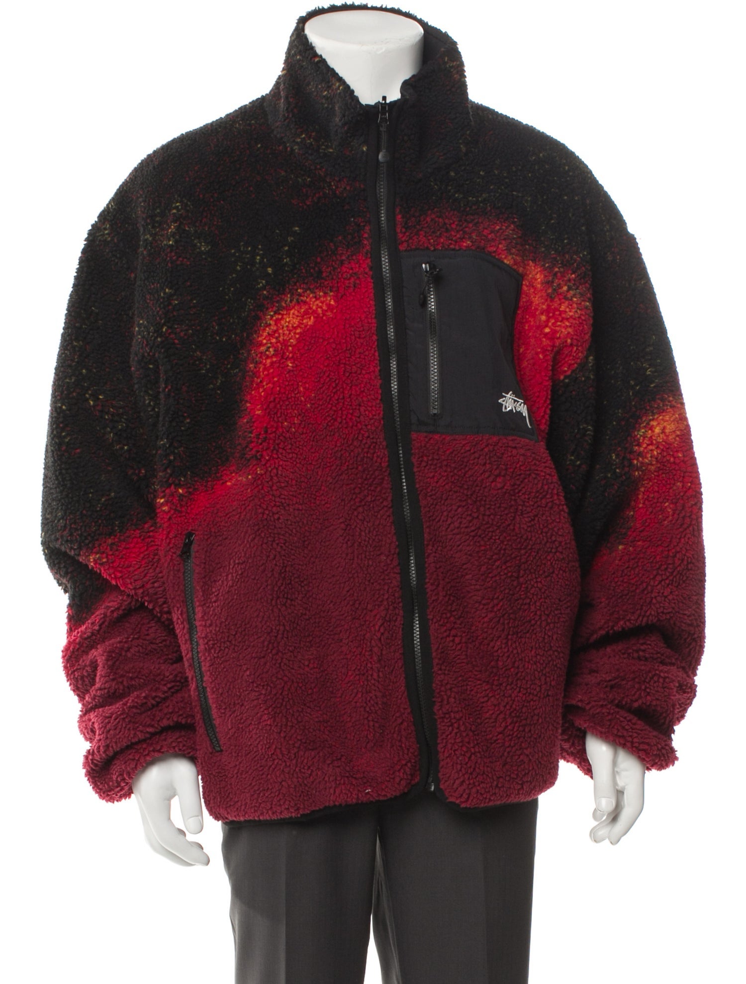 Stüssy 'Lava' Reversible Fleece Colorblock Pattern Jacket