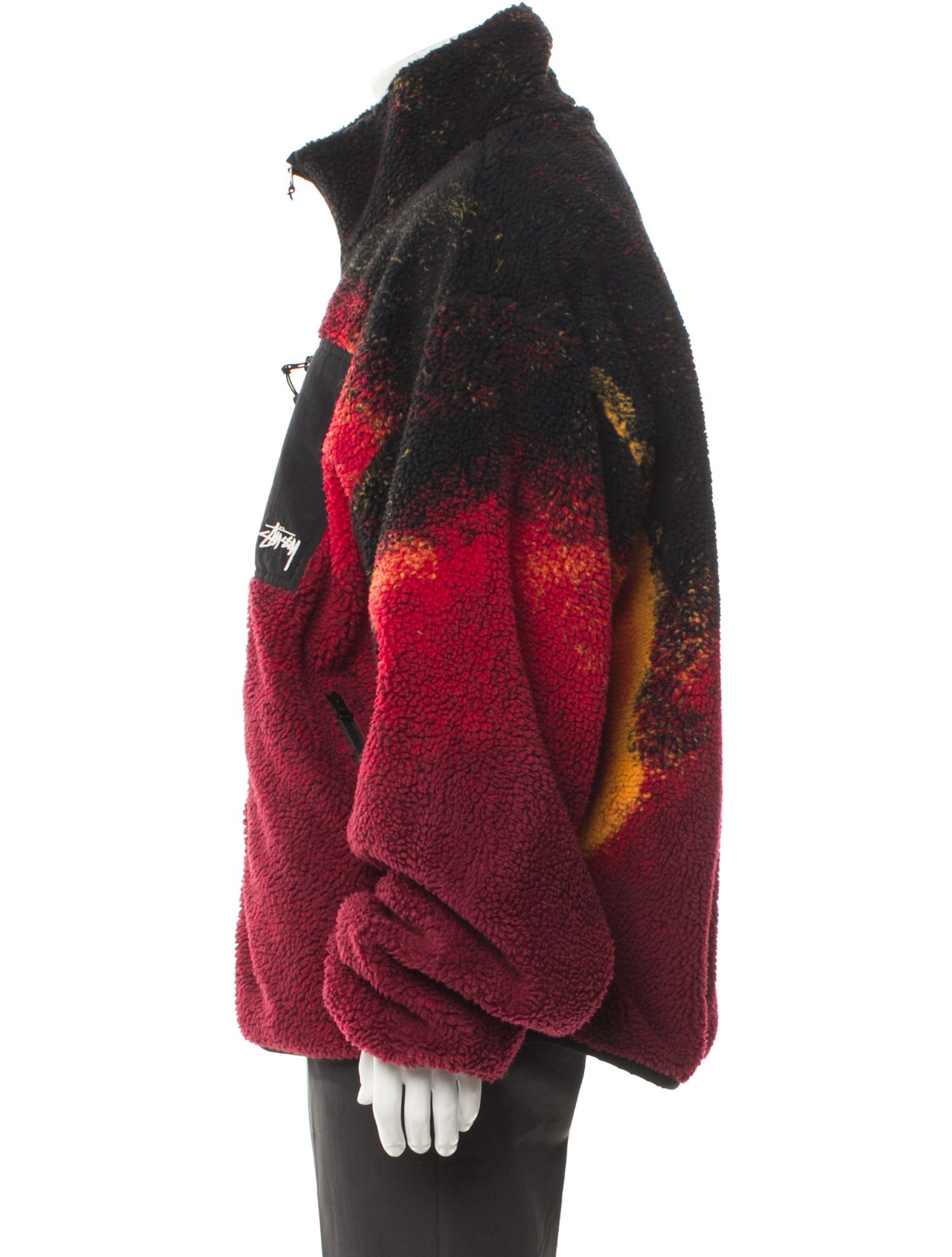 Stüssy 'Lava' Reversible Fleece Colorblock Pattern Jacket