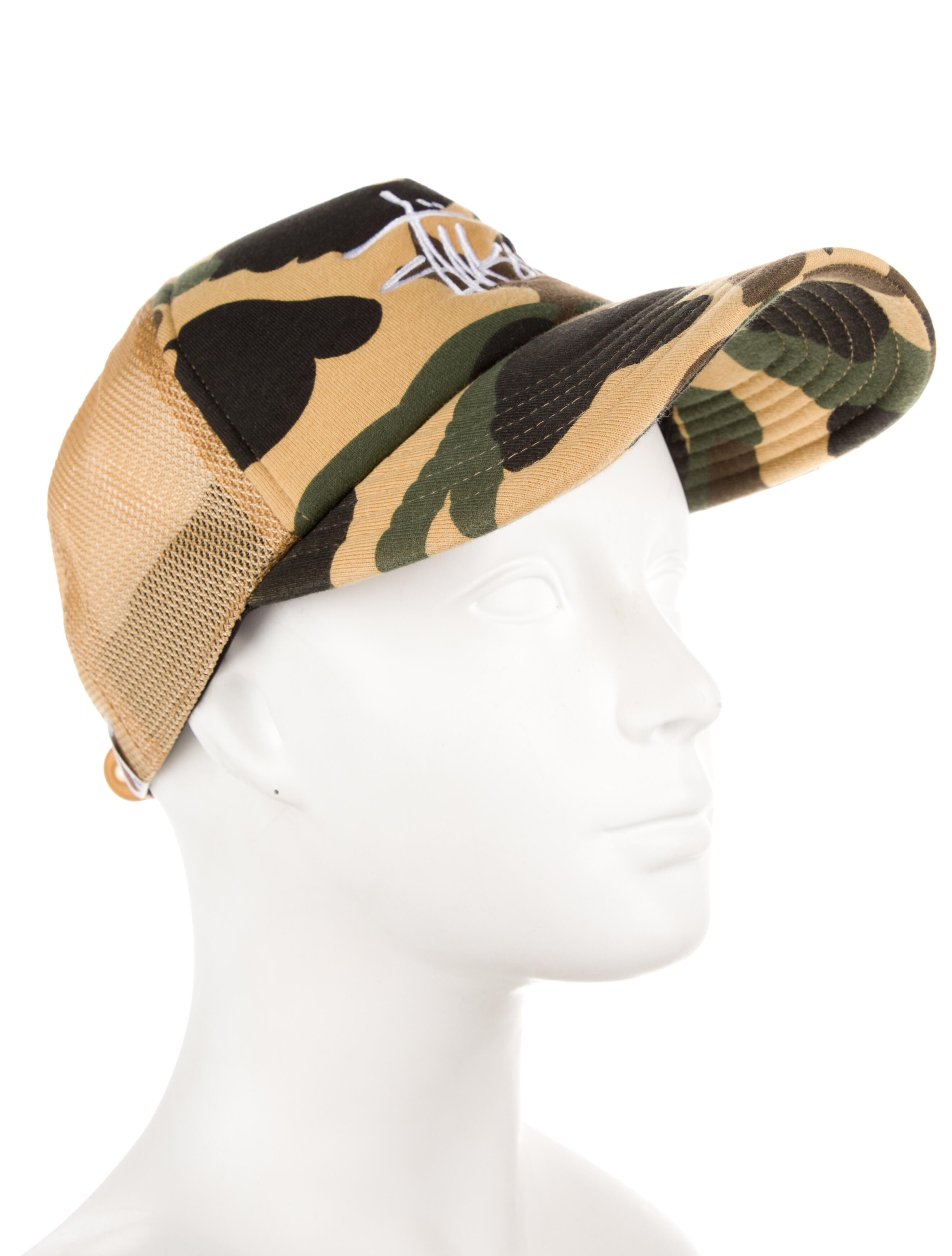 BAPE x Stussy Camo Embroidered Trucker Hat