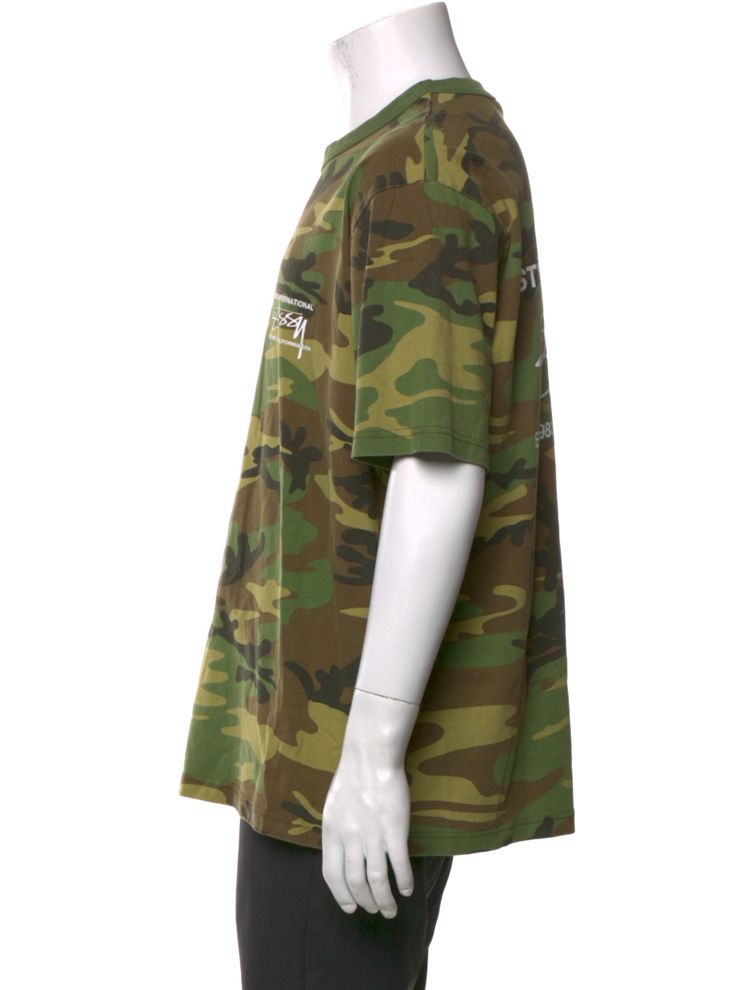 Stüssy Camouflage Print Crew Neck T-Shirt
