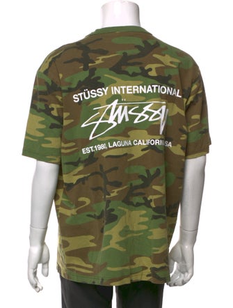 Stüssy Camouflage Print Crew Neck T-Shirt