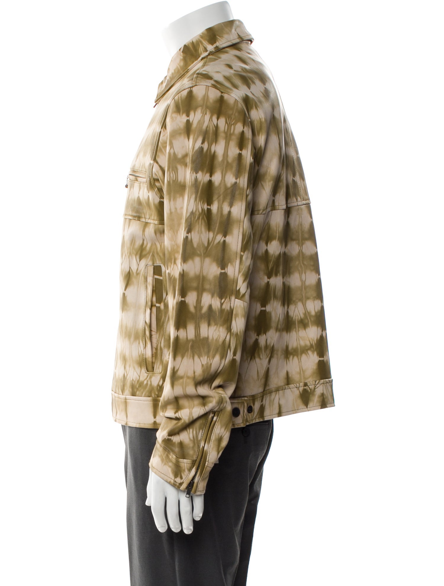 Stüssy Leather Tie-Dye Print Trucker Jacket