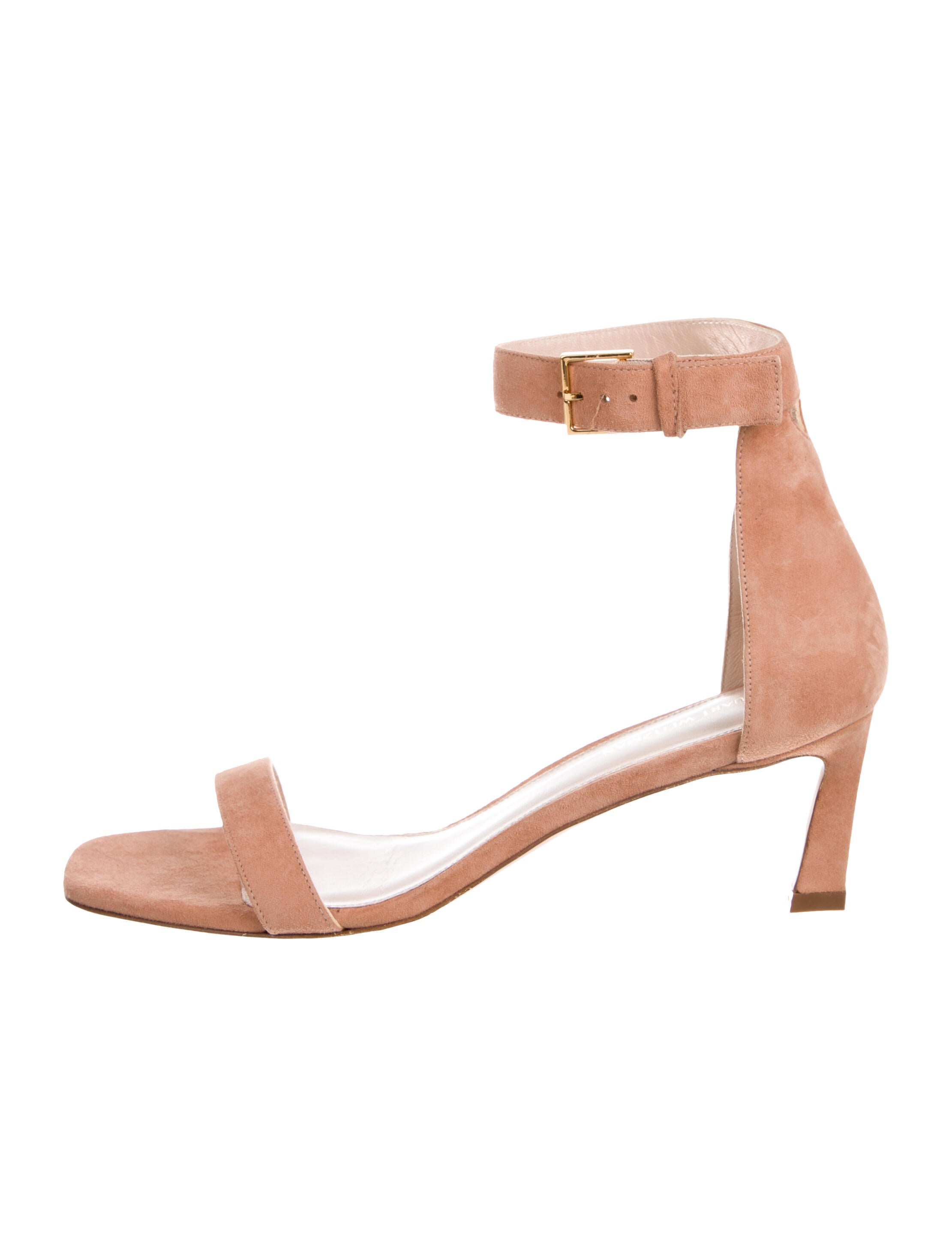 Stuart Weitzman Square Nudist Suede Sandals