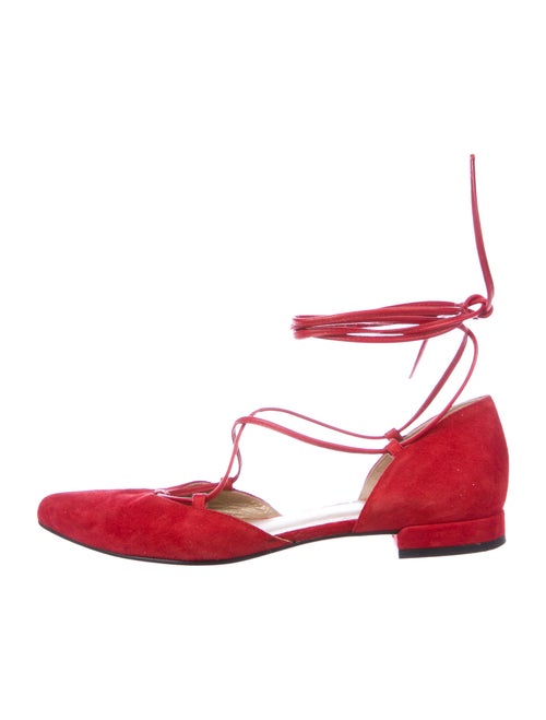 Stuart Weitzman Suede Ballet Flats Red