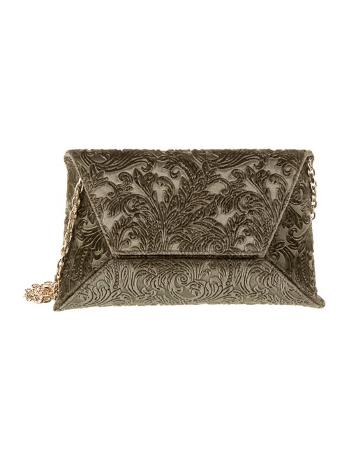 Stuart Weitzman Embroidered Velvet Envelope Clutch