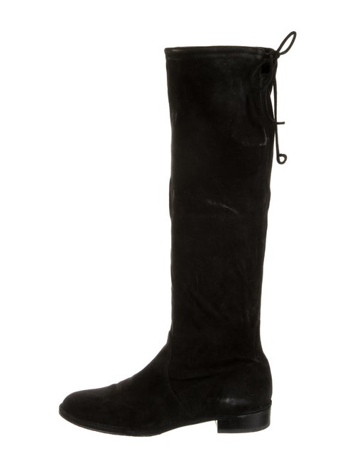 Stuart Weitzman Suede Lace-Up Boots Black