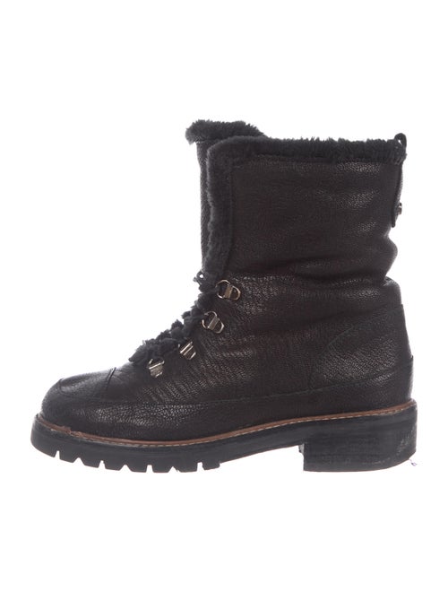 Stuart Weitzman Leather Combat Boots Black