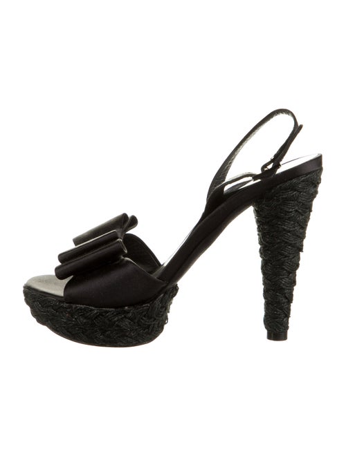 Stuart Weitzman Satin Platform Sandals Black