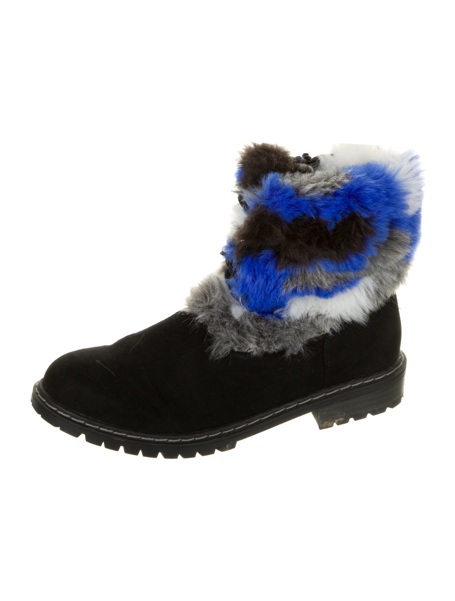 Stuart Weitzman Suede Colorblock Pattern Combat Boots