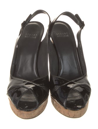 Stuart Weitzman Exsling Patent Leather Slingback Sandals