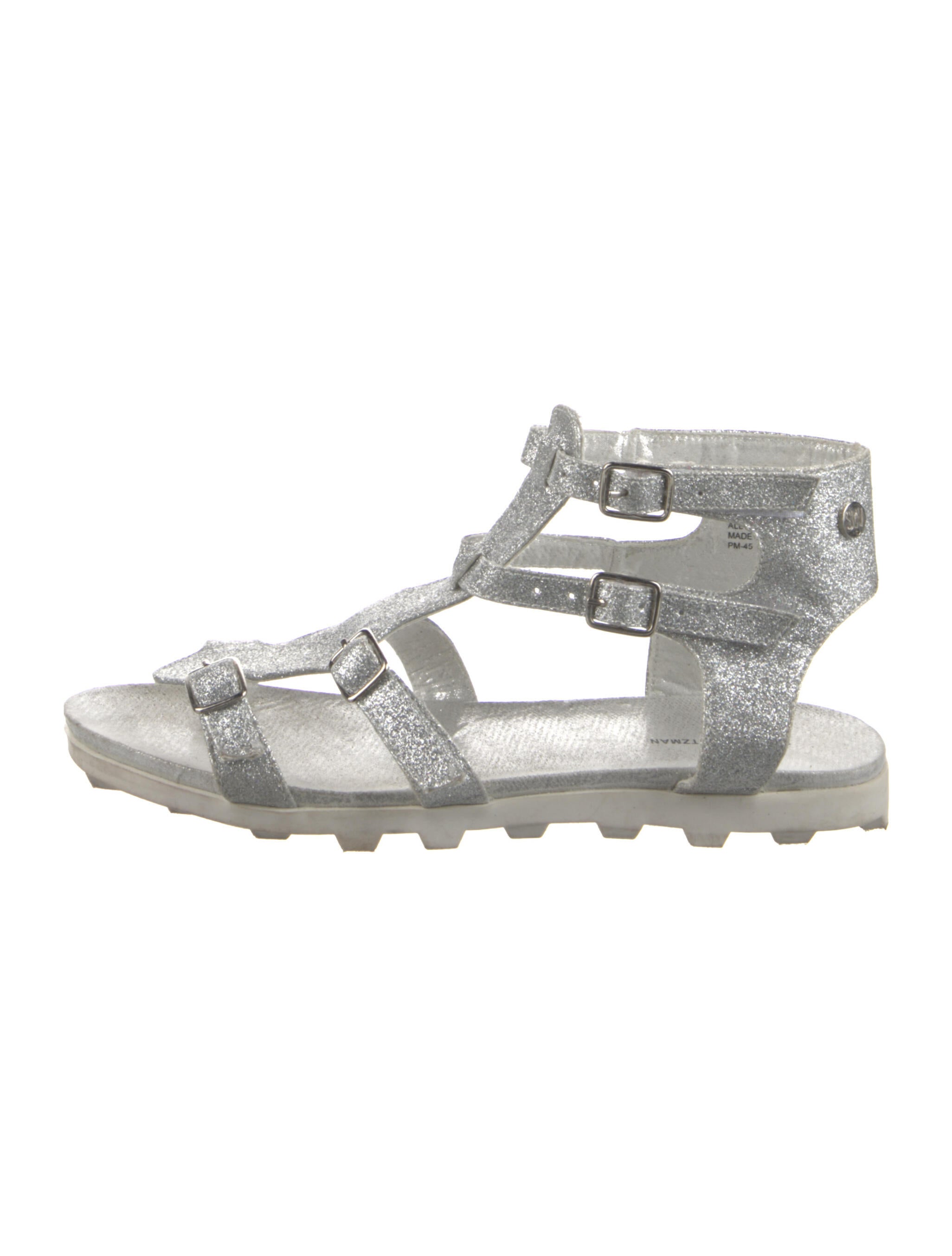 Stuart Weitzman Leather Glitter Accents Gladiator Sandals