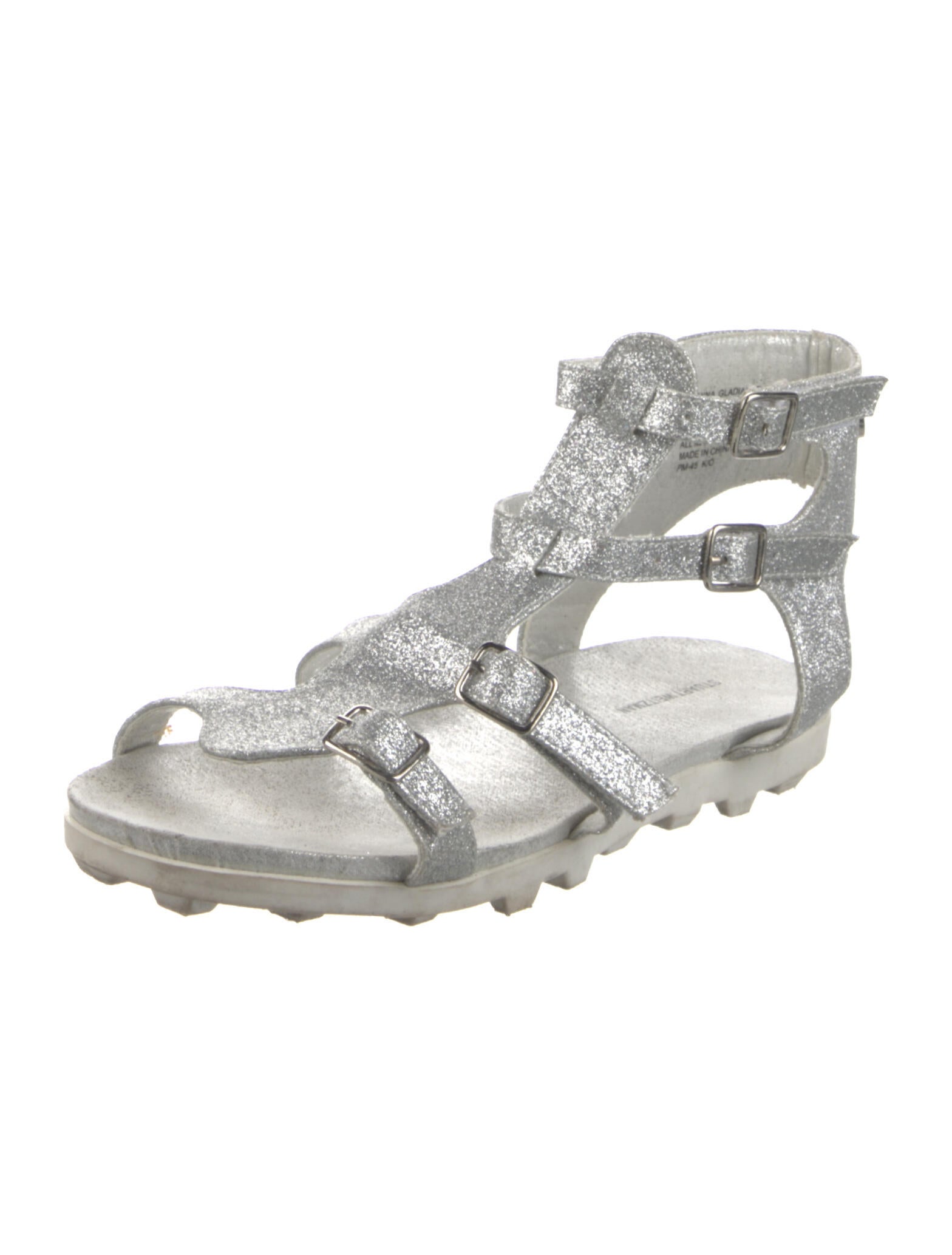 Stuart Weitzman Leather Glitter Accents Gladiator Sandals