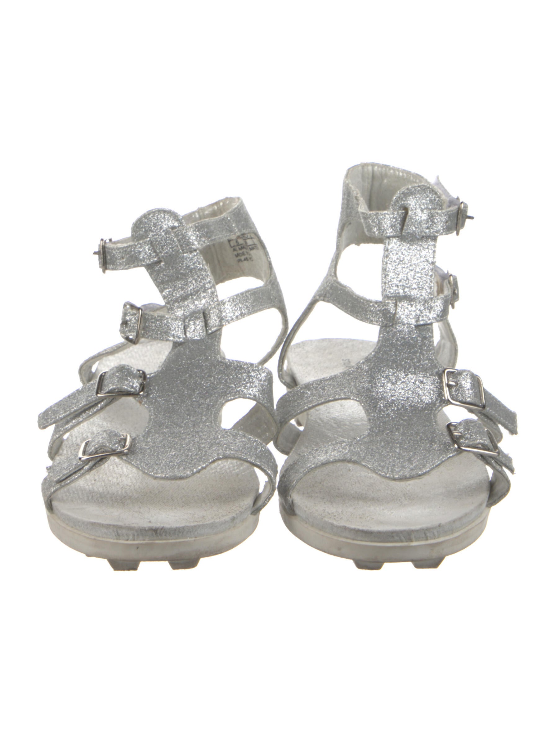 Stuart Weitzman Leather Glitter Accents Gladiator Sandals